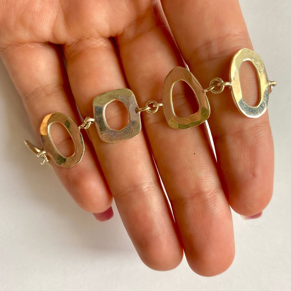 Sterling Silver Geometric Bracelet with Elegant Toggle Clasp
